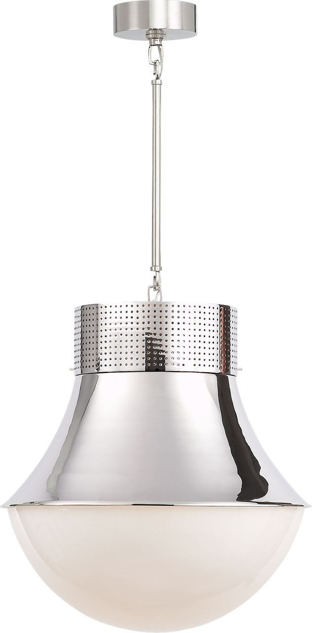 Precision Large Pendant in Polished Nickel with White Glass