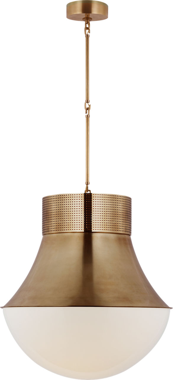 Precision 24" Pendant in Antique-Burnished Brass with White Glass