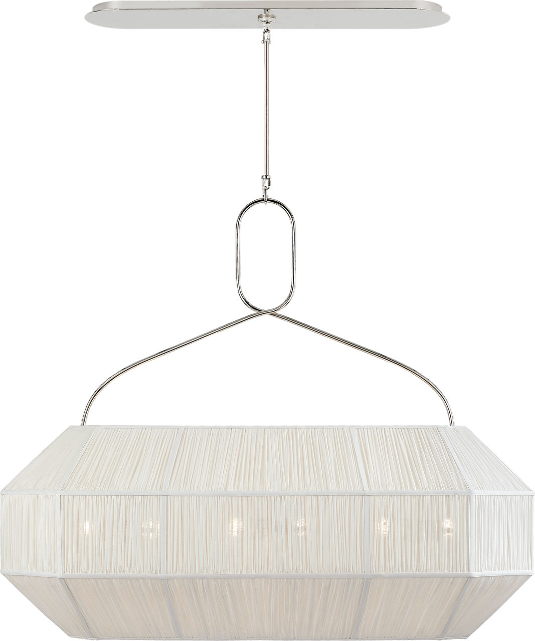 Forza Medium Linear Lantern in Polished Nickel with Gathered Linen Shade