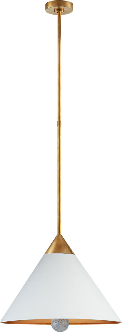 Cleo Pendant in Antique-Burnished Brass and Antique White with Frosted Acrylic