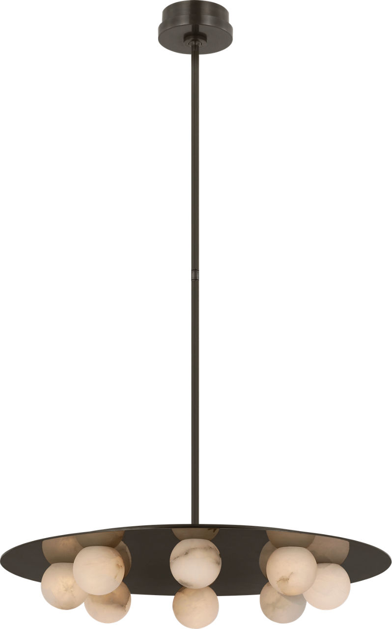 Pertica 24" Eight Light Chandelier in Mirrored Bronze with Alabaster