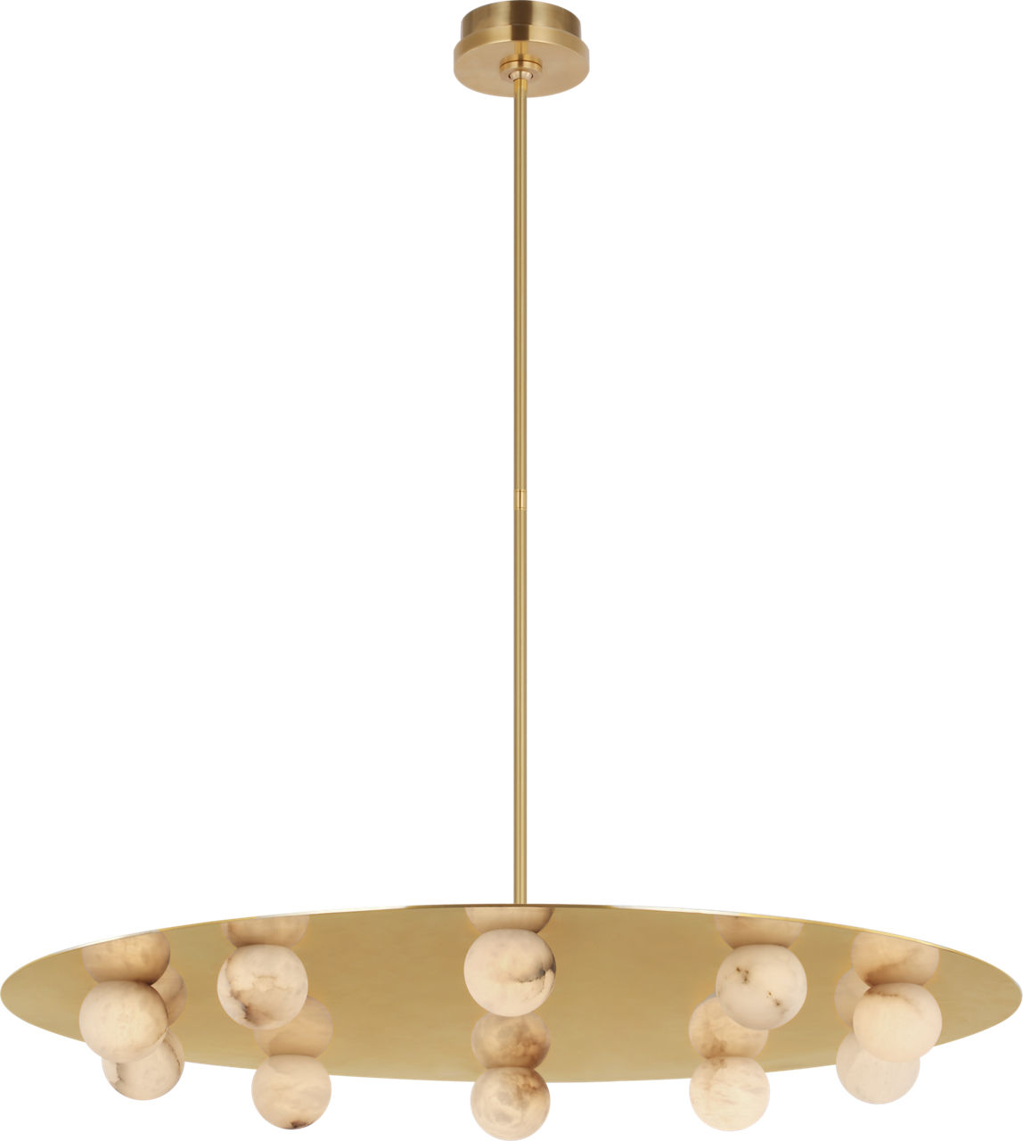 Pertica 36" Ten Light Chandelier in Mirrored Antique Brass with Alabaster