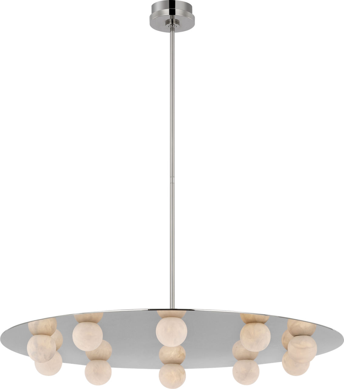 Pertica 36" Ten Light Chandelier in Polished Nickel with Alabaster