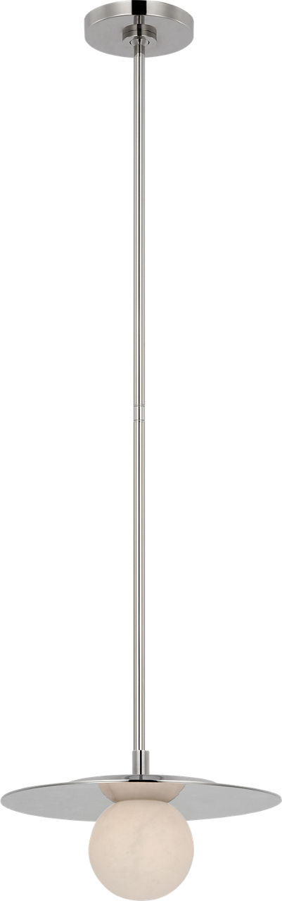 Pertica 12" Disc Pendant in Polished Nickel with Alabaster
