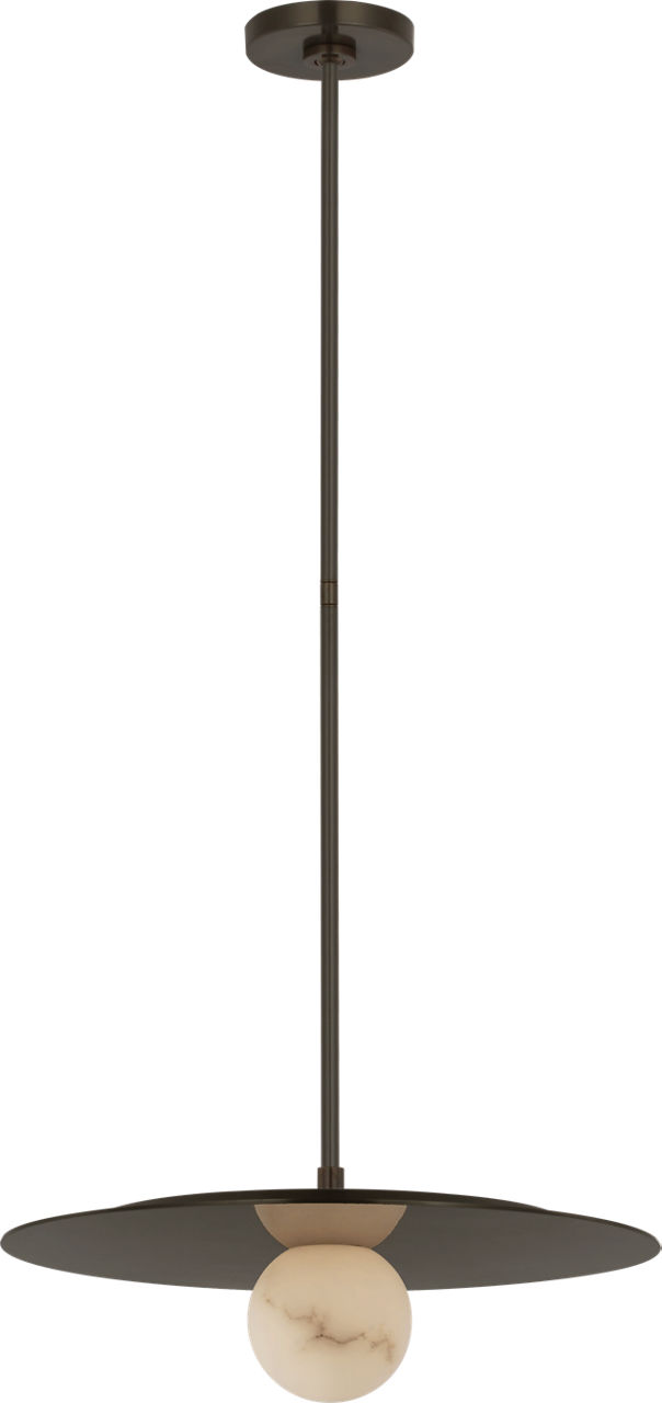 Pertica 18" Disc Pendant in Mirrored Bronze with Alabaster