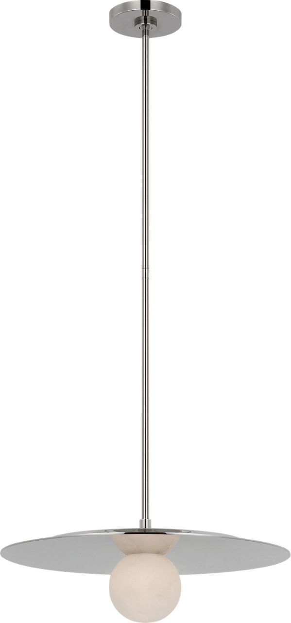 Pertica 18" Disc Pendant in Polished Nickel with Alabaster