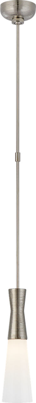 Utopia 4" Pendant in Polished Nickel with White Glass