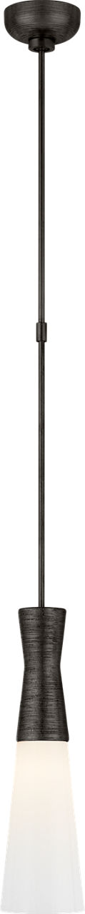 Utopia Medium Pendant in Aged Iron with White Glass