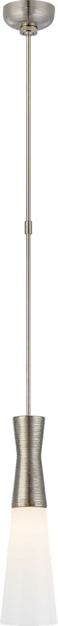 Utopia Medium Pendant in Polished Nickel with White Glass