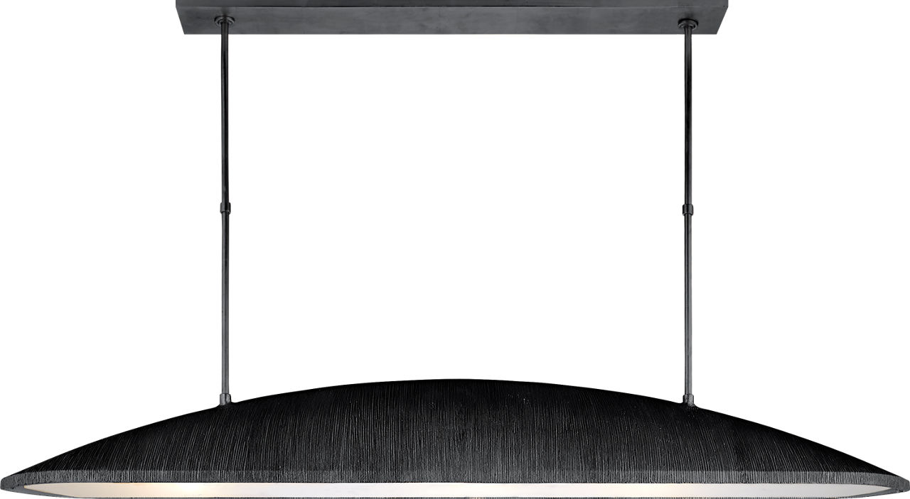 Utopia Large Linear Pendant in Aged Iron with Frosted Acrylic