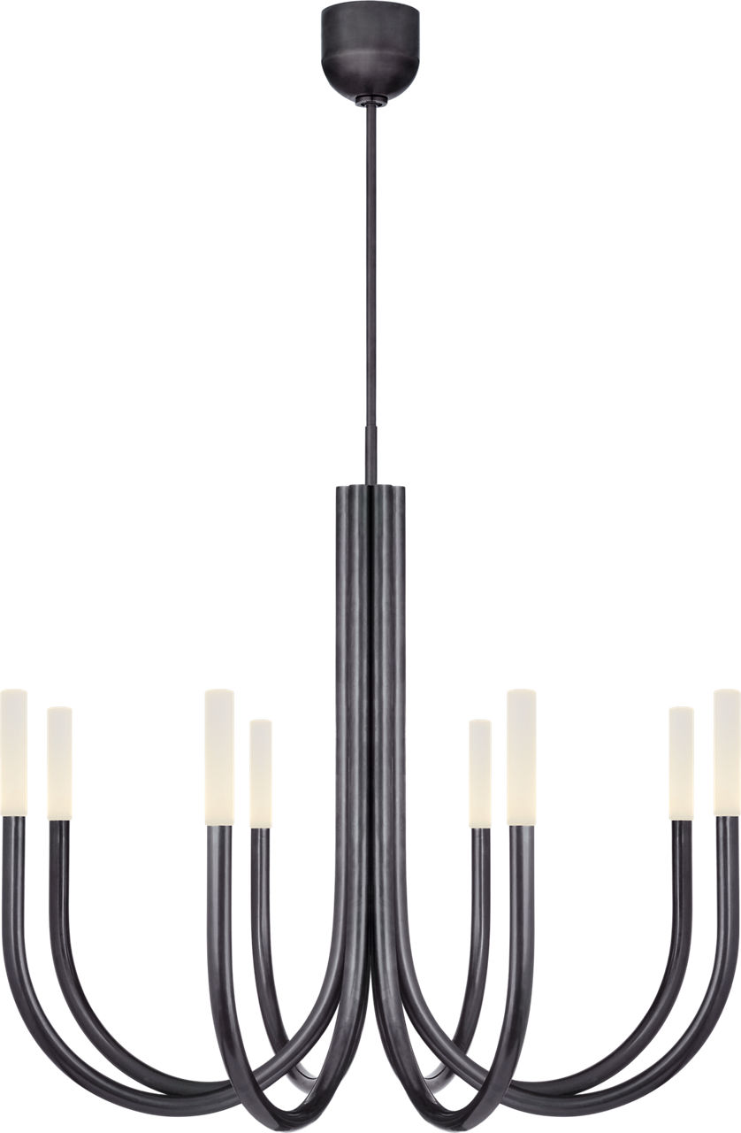 Rousseau Medium Chandelier in Bronze with Etched Crystal