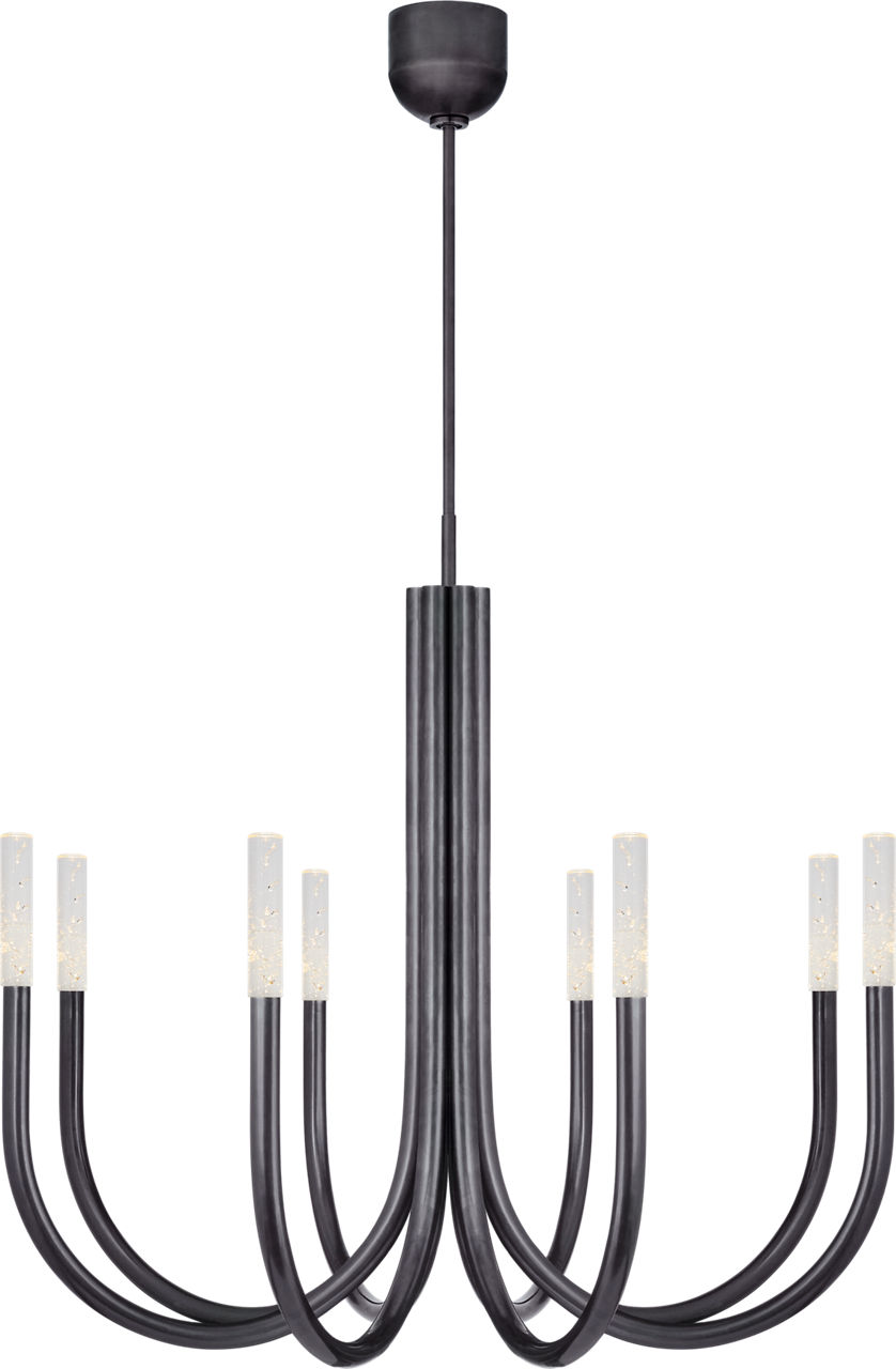 Rousseau Medium Chandelier in Bronze with Seeded Glass