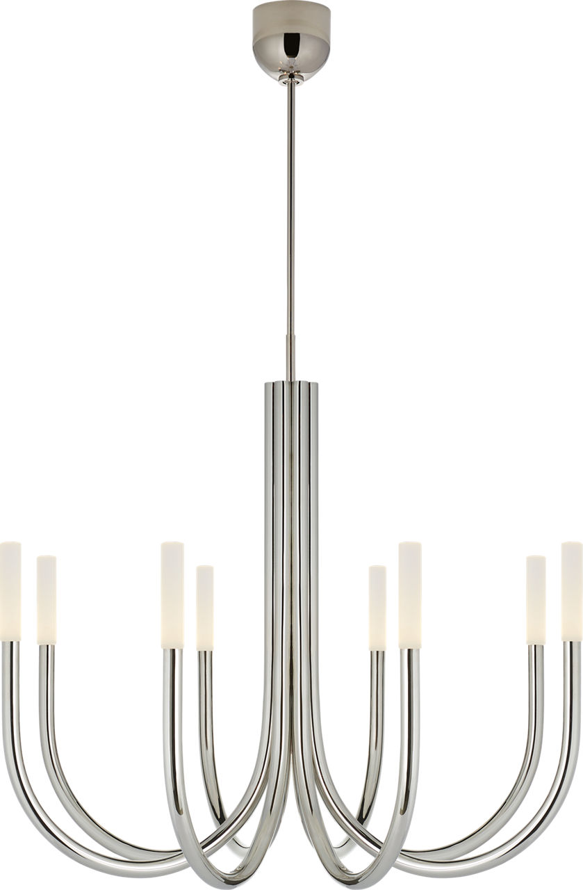 Rousseau Medium Chandelier in Polished Nickel with Etched Crystal