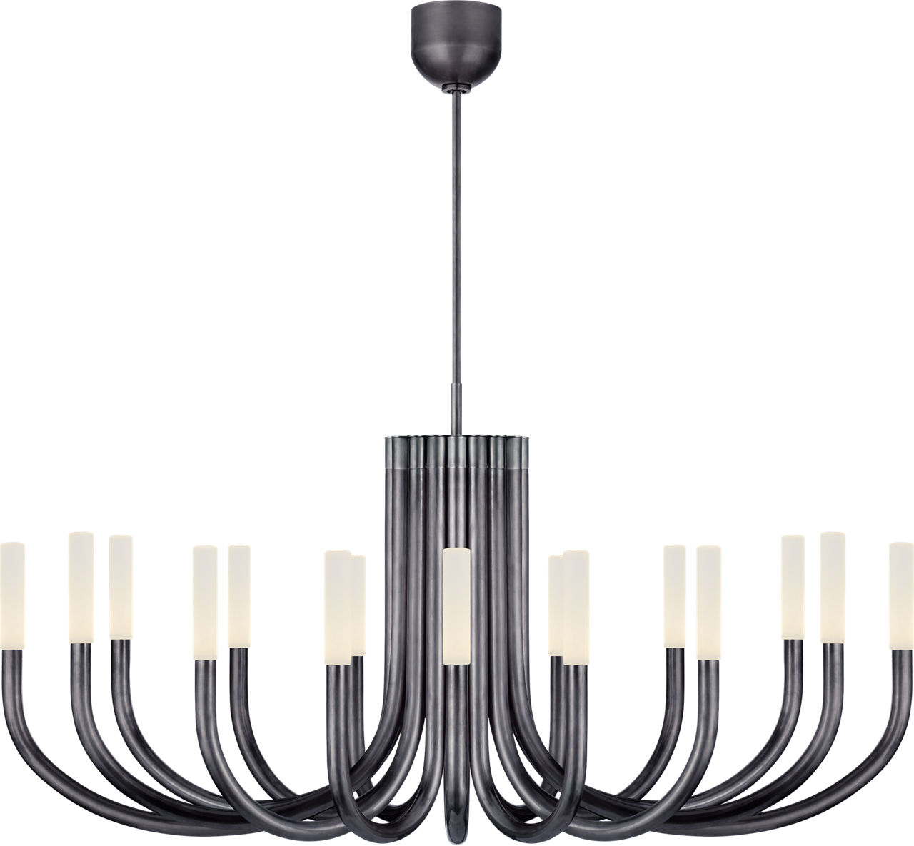 Rousseau Large Oval Chandelier in Bronze with Etched Crystal