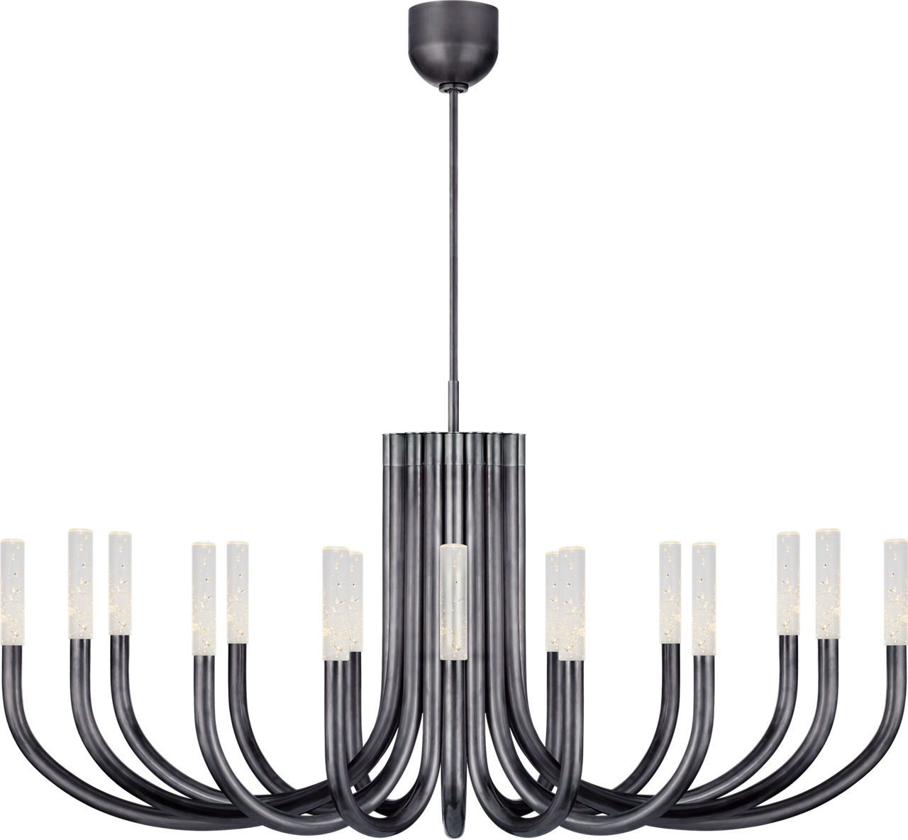 Rousseau Large Oval Chandelier in Bronze with Seeded Glass