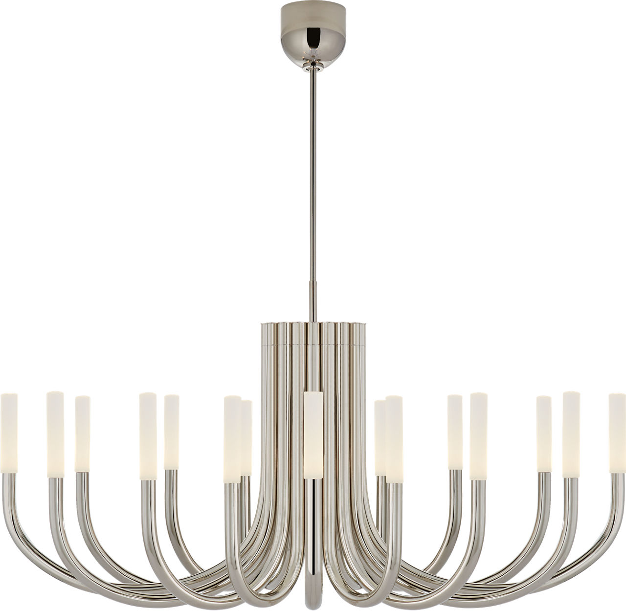 Rousseau Large Oval Chandelier in Polished Nickel with Etched Crystal