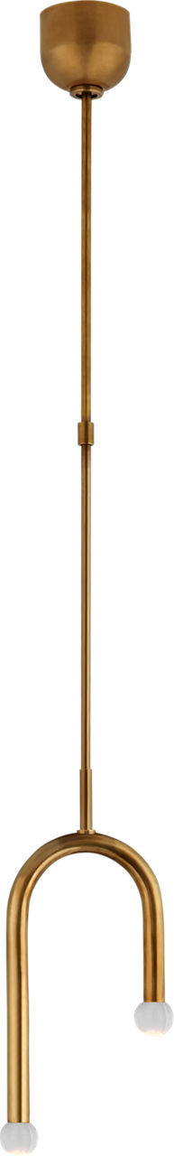 Rousseau Small Asymmetric Pendant in Antique-Burnished Brass with Clear Glass Orb