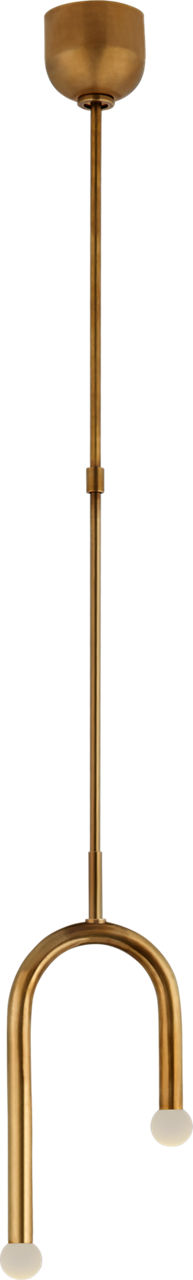 Rousseau Small Asymmetric Pendant in Antique-Burnished Brass with Etched Crystal Orb