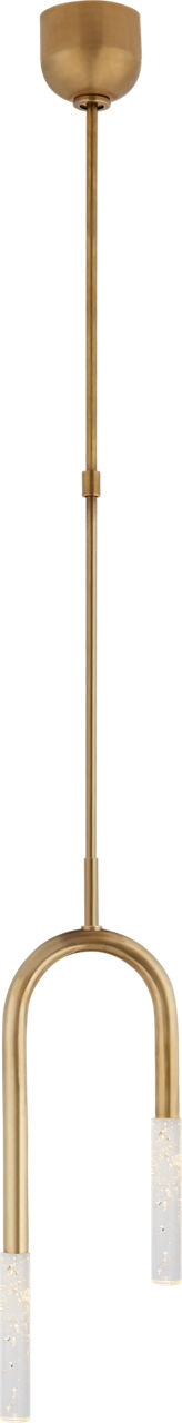 Rousseau Small Asymmetric Pendant in Antique-Burnished Brass with Seeded Glass