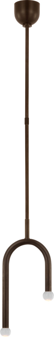 Rousseau Small Asymmetric Pendant in Bronze with Clear Glass Orb