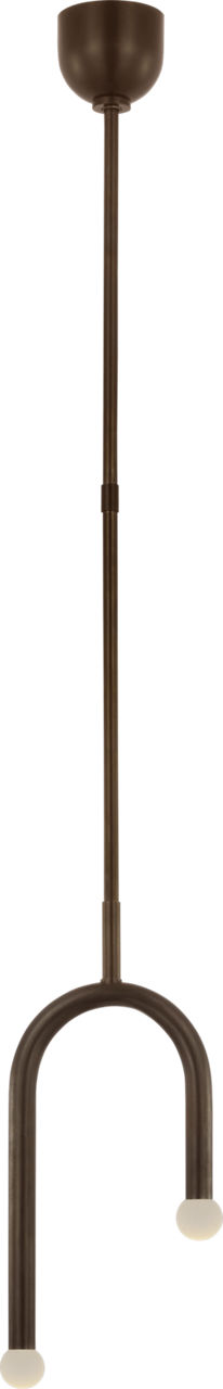 Rousseau Small Asymmetric Pendant in Bronze with Etched Crystal Orb