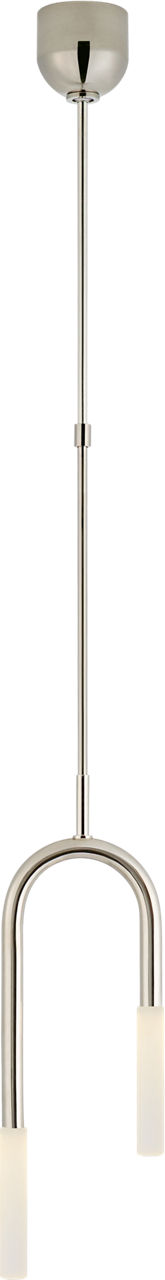 Rousseau Small Asymmetric Pendant in Polished Nickel with Etched Crystal