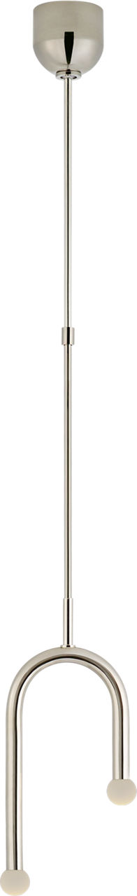 Rousseau Small Asymmetric Pendant in Polished Nickel with Etched Crystal Orb