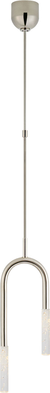 Rousseau Small Asymmetric Pendant in Polished Nickel with Seeded Glass