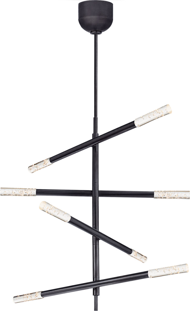 Rousseau Medium Articulating Chandelier in Bronze with Seeded Glass