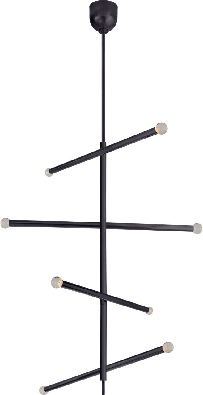 Rousseau Large Articulating Chandelier in Bronze with Clear Glass Orb