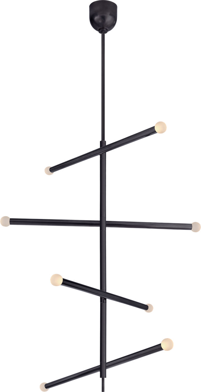 Rousseau Large Articulating Chandelier in Bronze with Etched Crystal Orb