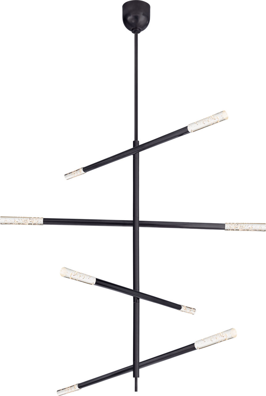 Rousseau Large Articulating Chandelier in Bronze with Seeded Glass