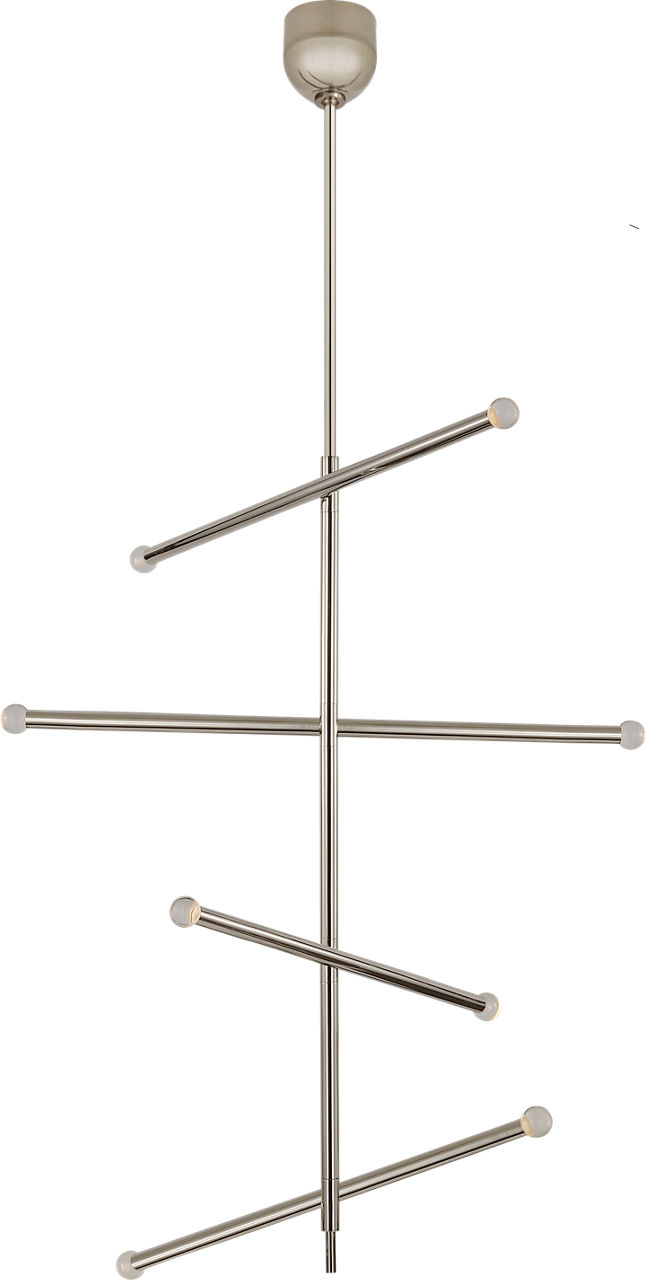 Rousseau Large Articulating Chandelier in Polished Nickel with Clear Glass Orb
