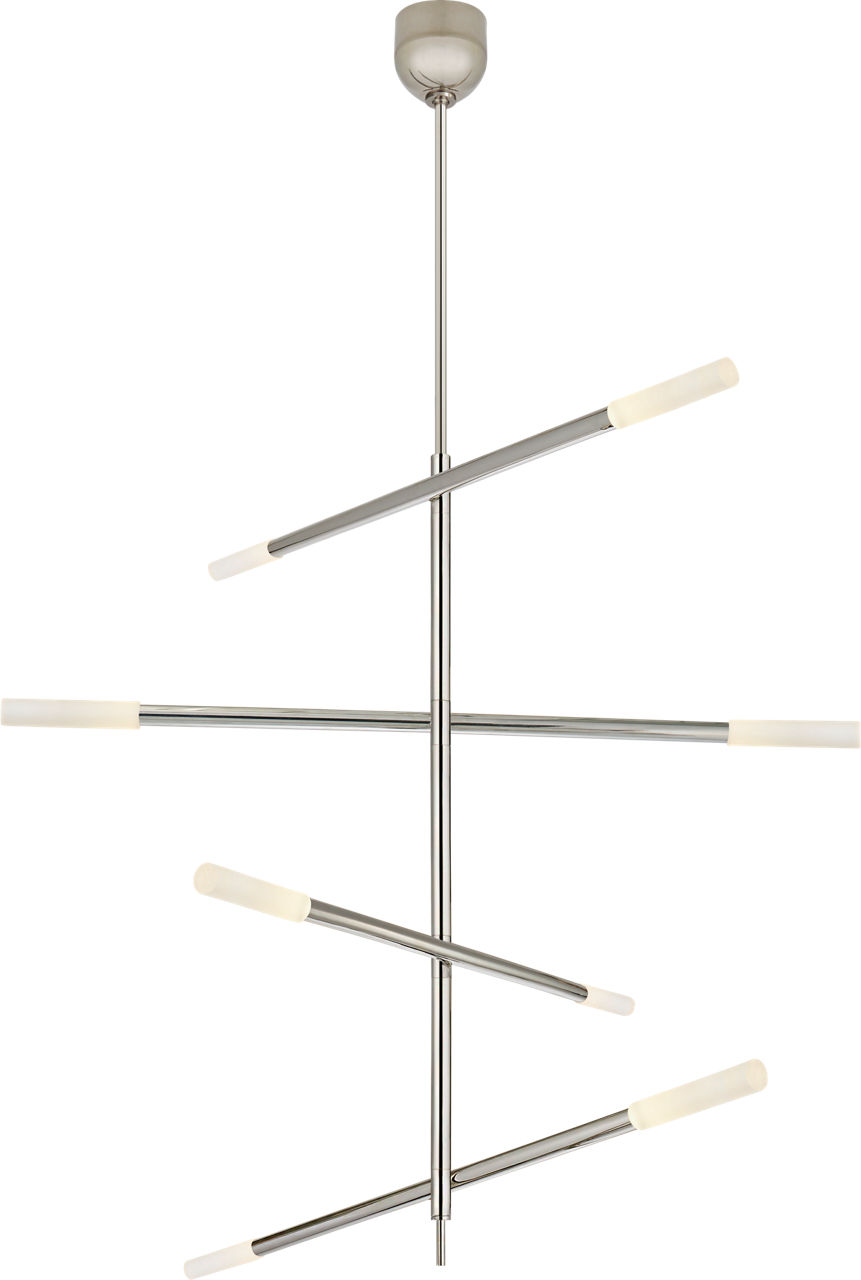 Rousseau Large Articulating Chandelier in Polished Nickel with Etched Crystal