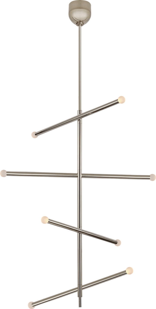 Rousseau Large Articulating Chandelier in Polished Nickel with Etched Crystal Orb
