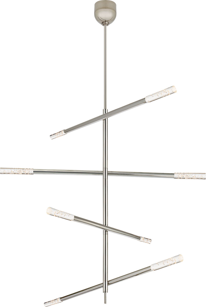 Rousseau Large Articulating Chandelier in Polished Nickel with Seeded Glass