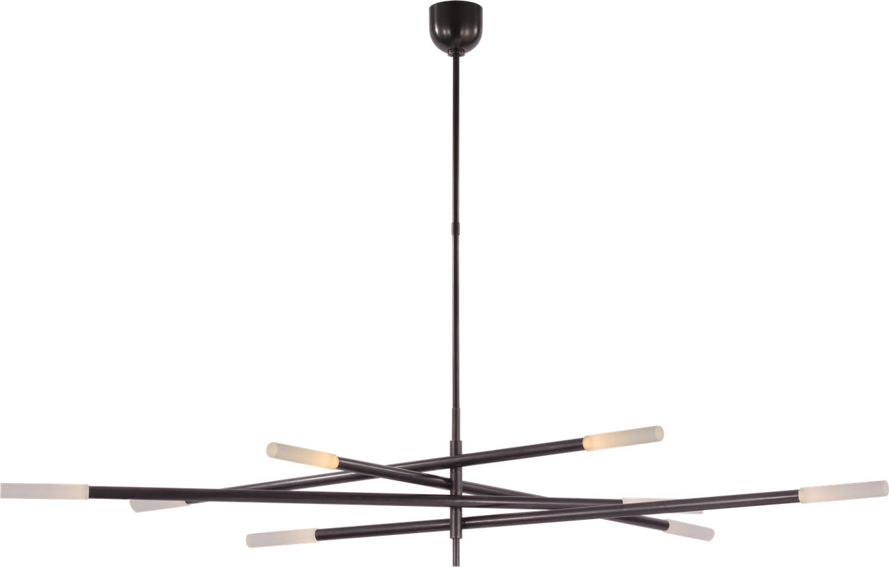 Rousseau Oversized Eight Light Articulating Chandelier in Bronze with Etched Crystal