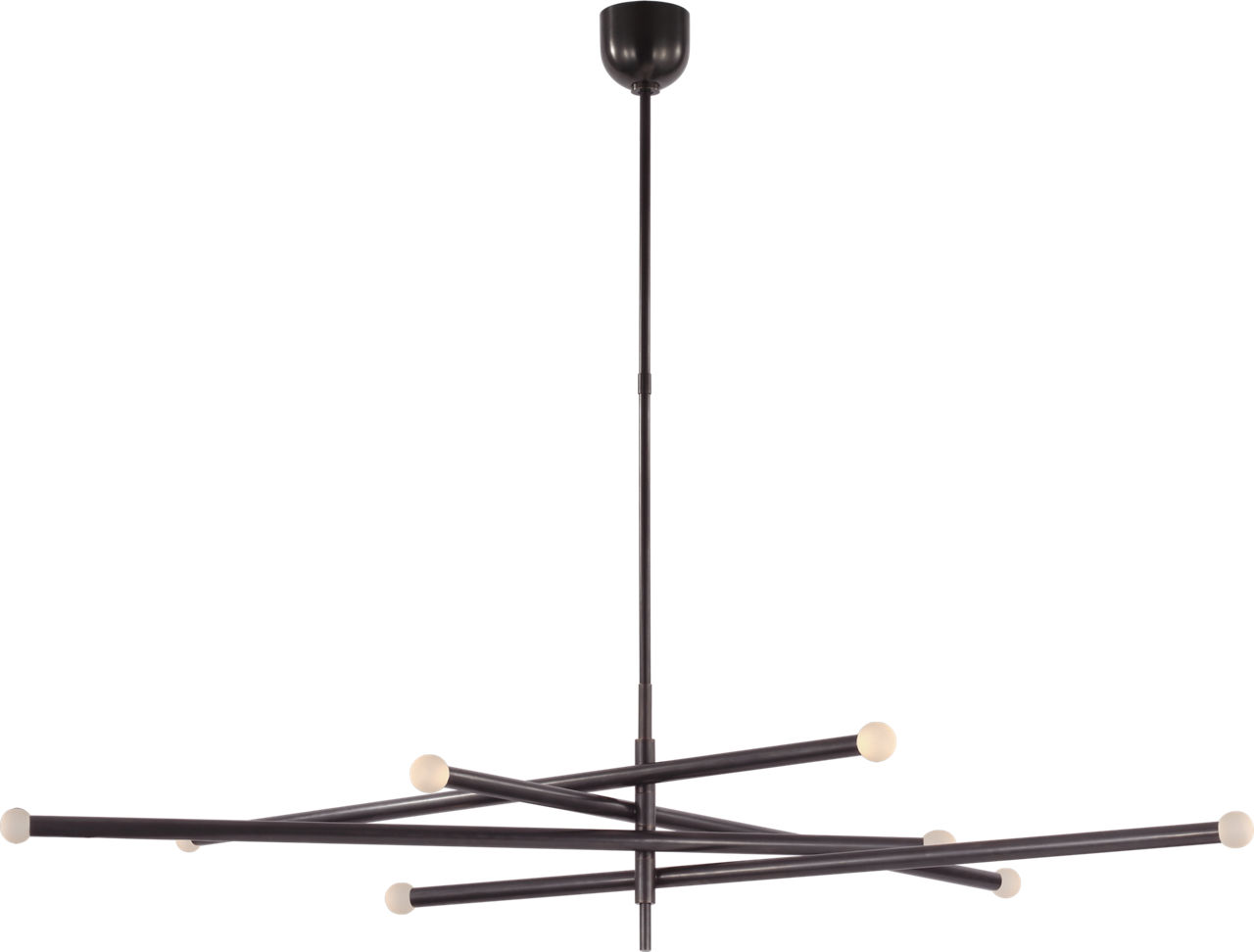 Rousseau Oversized Eight Light Articulating Chandelier in Bronze with Etched Crystal Orb