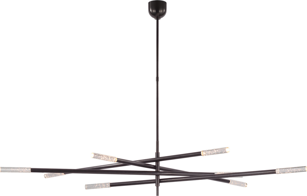 Rousseau Oversized Eight Light Articulating Chandelier in Bronze with Seeded Glass