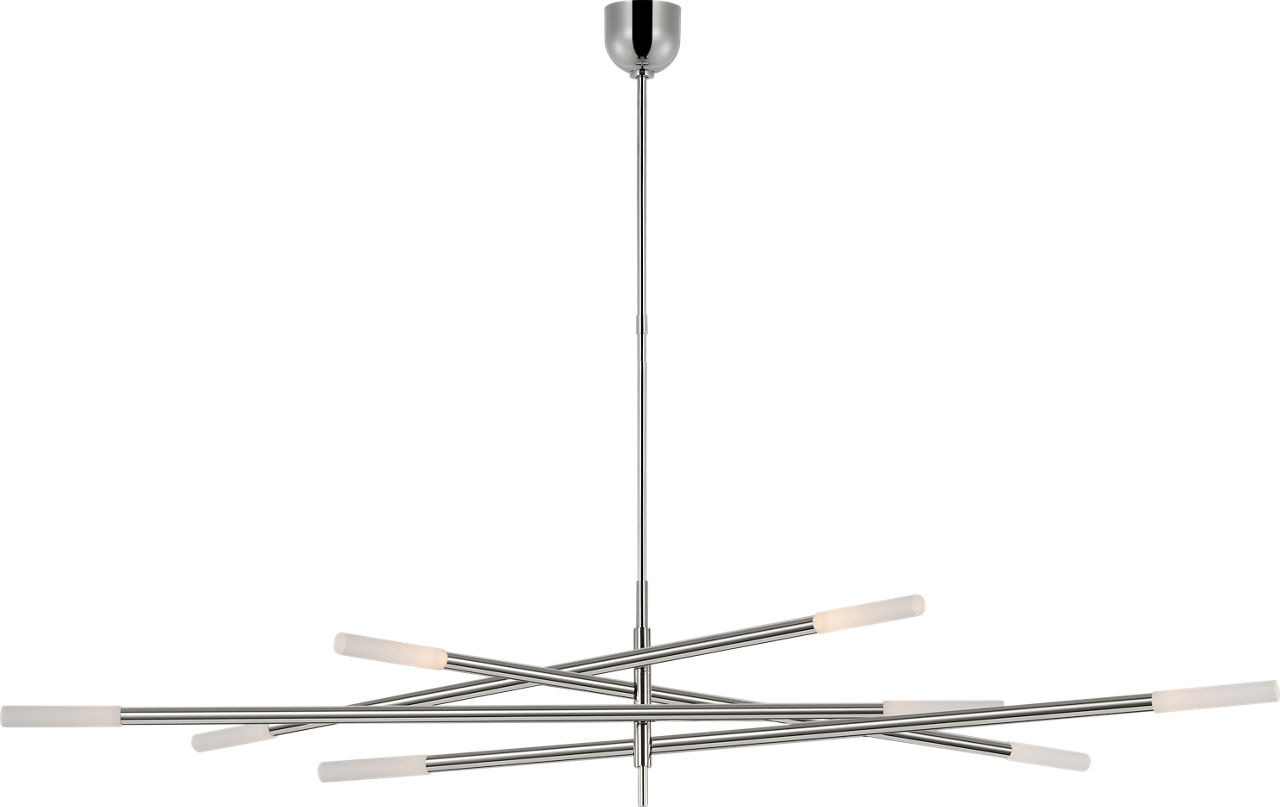 Rousseau Oversized Eight Light Articulating Chandelier in Polished Nickel with Etched Crystal
