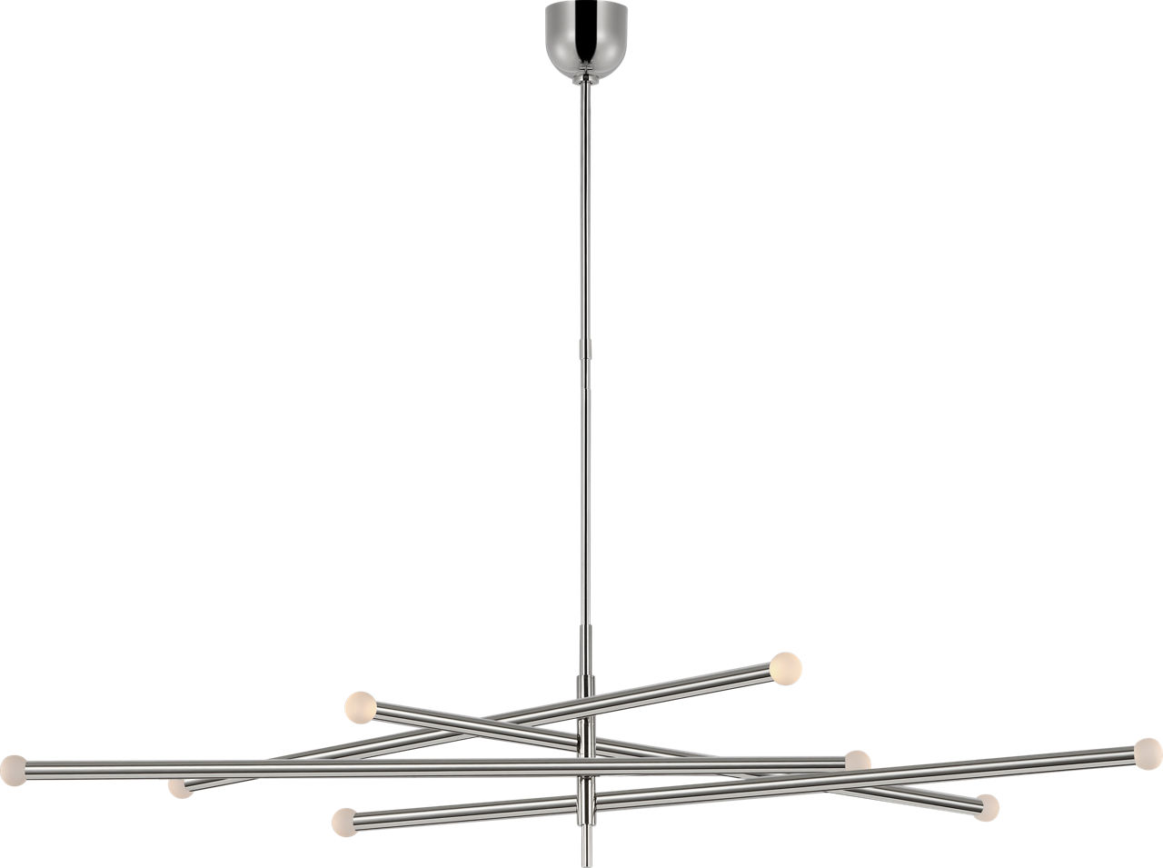 Rousseau Oversized Eight Light Articulating Chandelier in Polished Nickel with Etched Crystal Orb