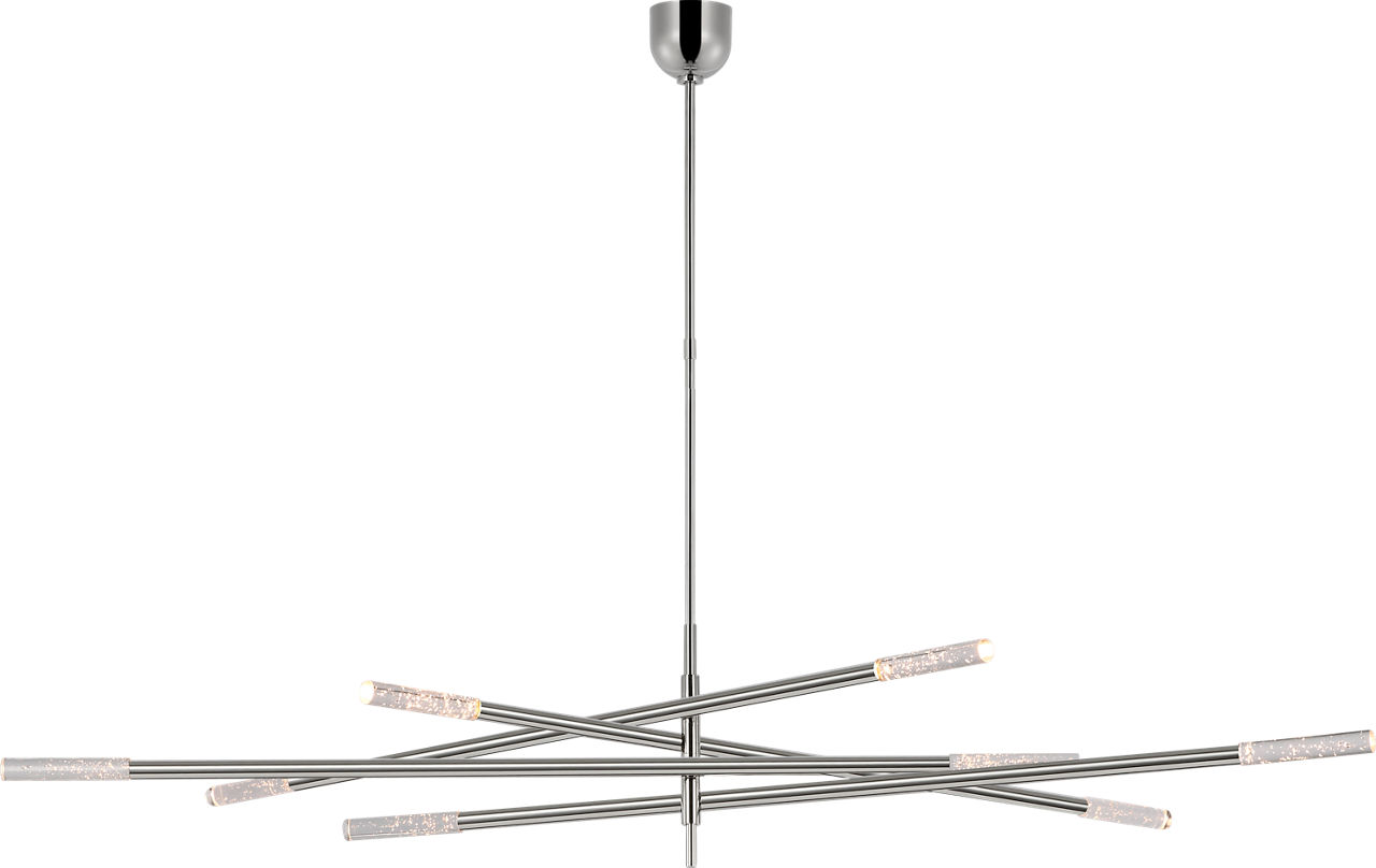 Rousseau Oversized Eight Light Articulating Chandelier in Polished Nickel with Seeded Glass