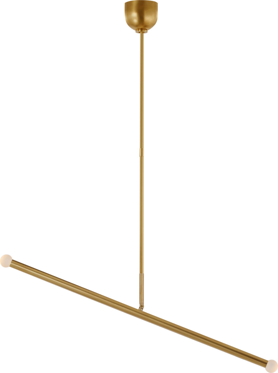 Rousseau Large Articulating Linear Chandelier in Antique-Burnished Brass with Etched Crystal Orb