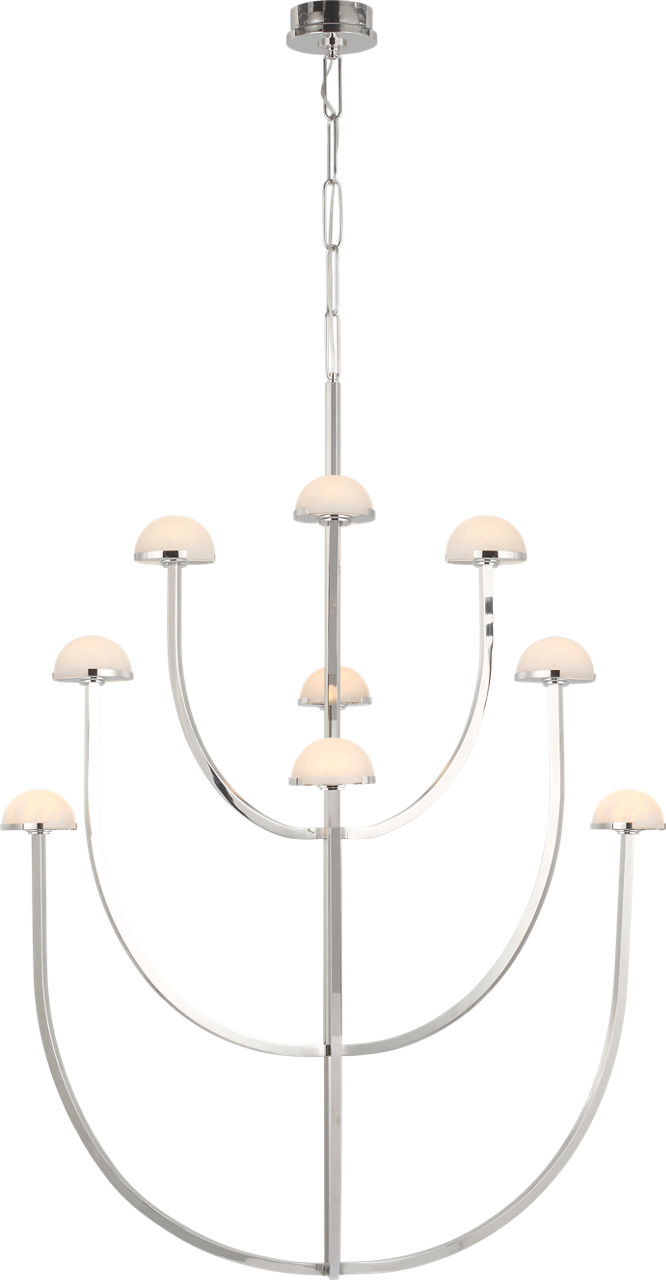 Pedra X-Large Three-Tier Chandelier in Polished Nickel with Alabaster