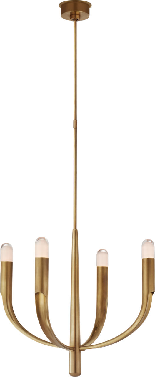 Verso Small Chandelier in Antique-Burnished Brass with Clear Glass