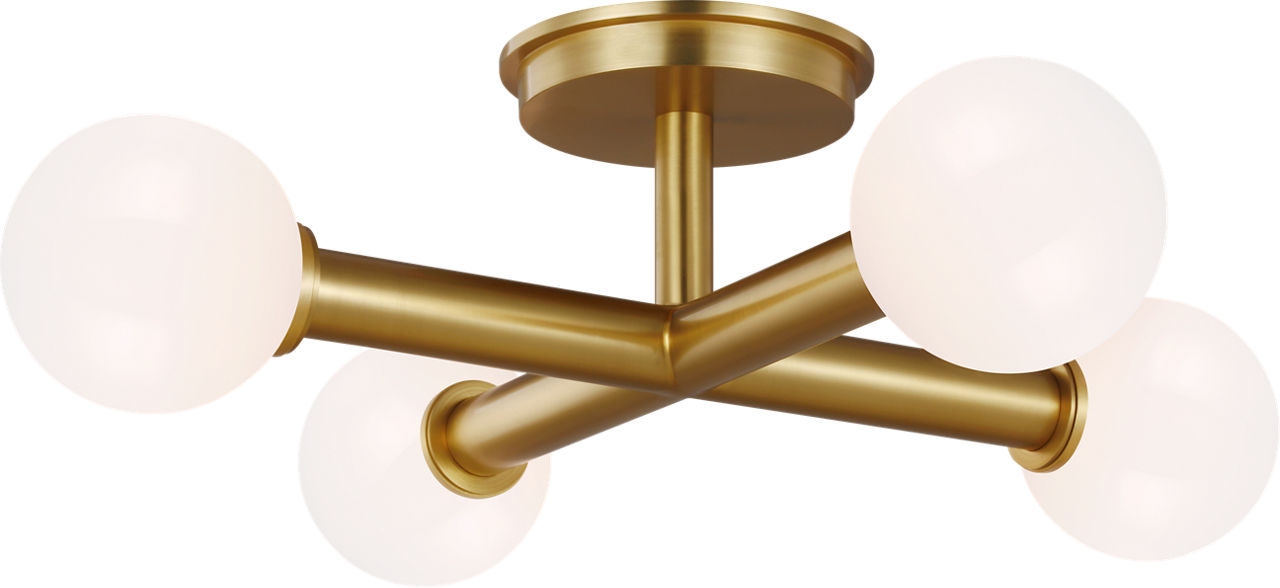 Nodes Semi-Flush Mount Burnished Brass