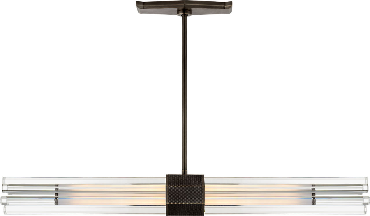 Fascio Medium Linear Chandelier in Bronze with Crystal