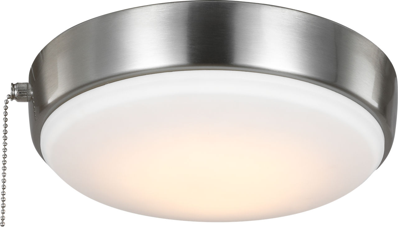 Universal Light Kits 9" LED Light Kit in Brushed Nickel with Frosted Acrylic Shade Brushed Steel Bulbs Included