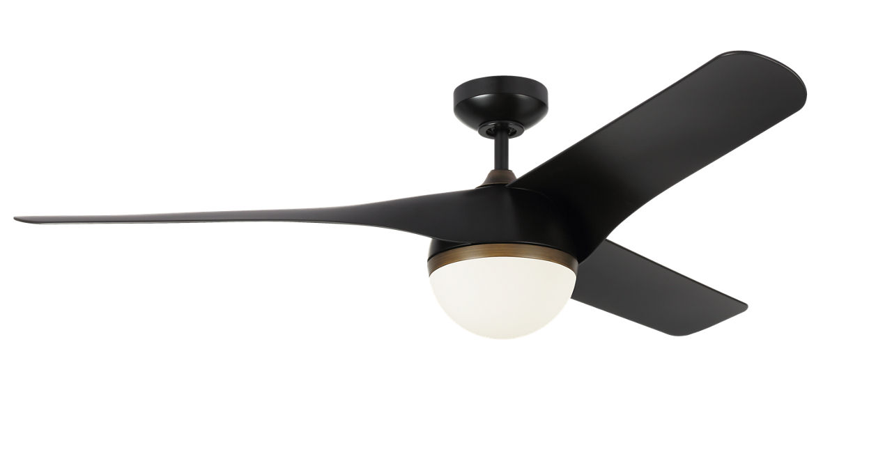 Akova 56 LED Ceiling Fan in Matte Black with Matte Black Blades and Light Kit