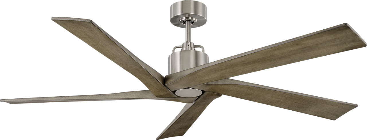 Aspen 56 Ceiling Fan in Brushed Steel with Light Grey Weathered Oak Blades